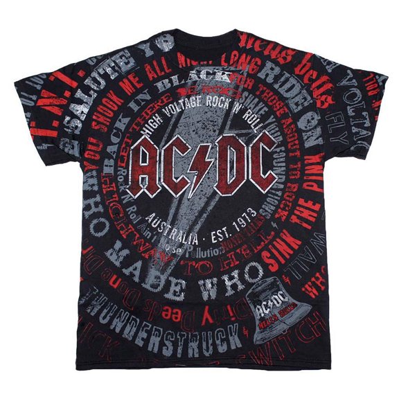 Men's AC/DC Songs T-shirt X-Large Black