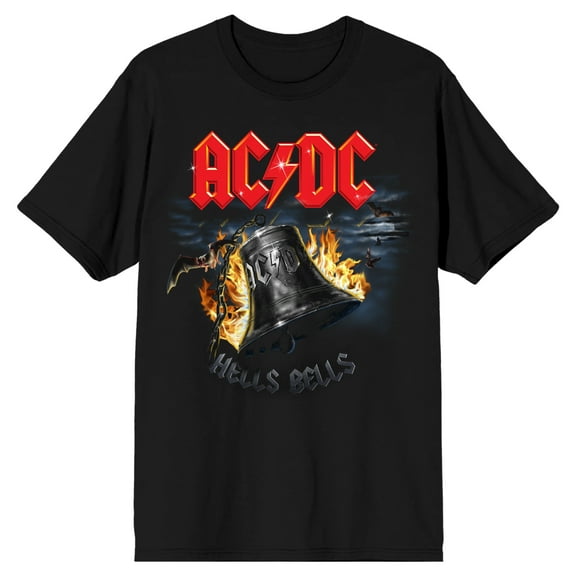 Men's ACDC Black Graphic Tee, Fiery Hells Bells Logo-M
