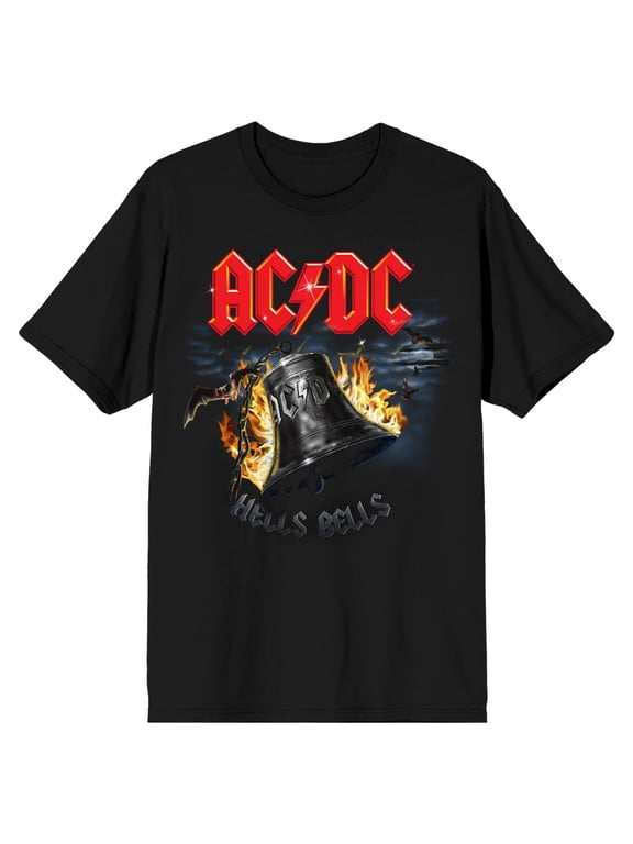 Men's ACDC Black Graphic Tee, Fiery Hells Bells Logo-M
