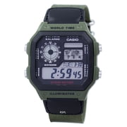 Mens AE1200WHB-3BV Green Cloth Quartz Watch