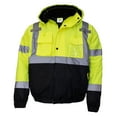 thumbnail image 1 of Men's ANSI Class 3 High Visibility Bomber Safety Jacket, Waterproof - Lime / Large, 1 of 7