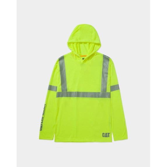 Men's ANSI Hi-Vis UPF Hooded Long Sleeve T-Shirt | CAT® WORKWEAR