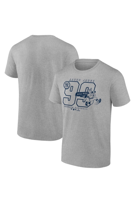 Men's Aaron Judge Heather Gray New York Yankees Number Nickname T-Shirt