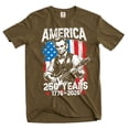 thumbnail image 1 of Men's Abraham Lincoln Guitar T-Shirt: America 250 Years (1776-2026) Tee (Medium Military Green), 1 of 6