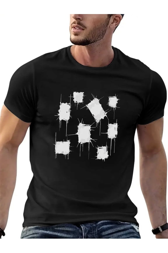 Men's Abstract Distressed Geometric Square Graphic T-Shirt