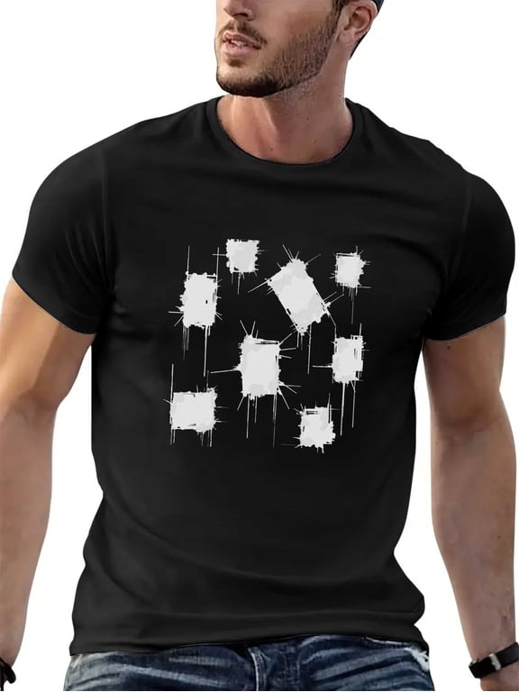 Men's Abstract Distressed Geometric Square Graphic T-Shirt