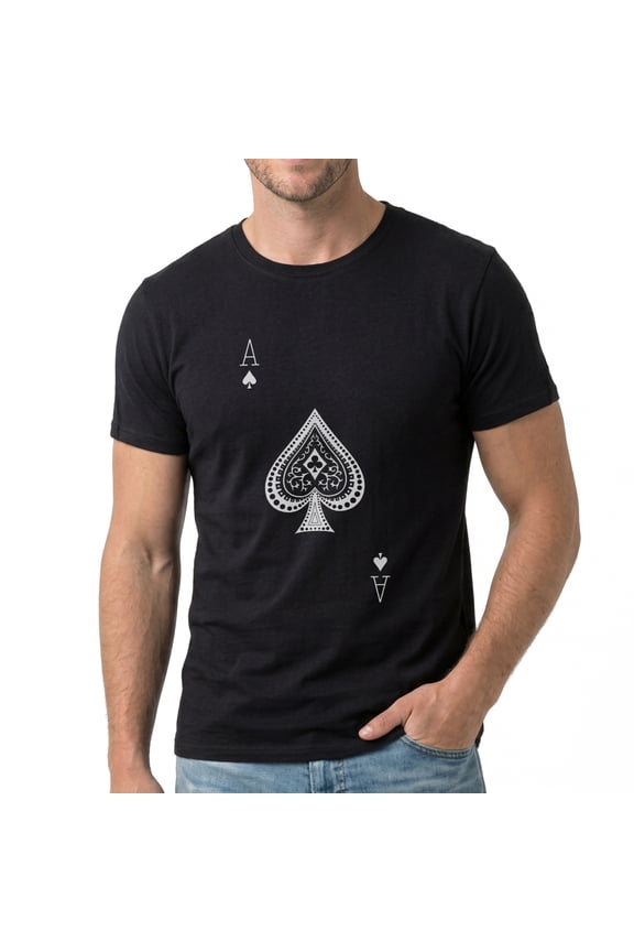 Men's Ace Of Spades Design Graphic T-Shirt, Premium Cotton Short Sleeve Crew Neck Tee