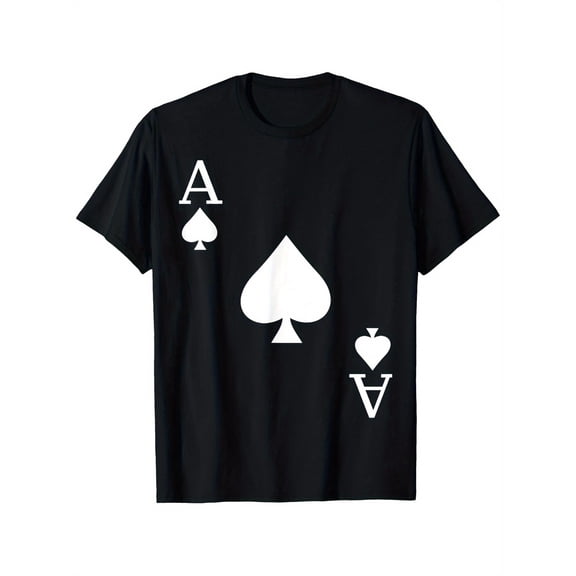 Men's Ace of Spades Graphic T-Shirt - Soft Cotton, Casual Style, Short Sleeve, Black with White Print, Comfortable for Casual Attire, Sizes S to 3XL