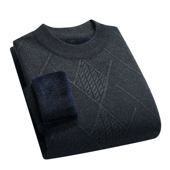 Men's Acrylic Knit Sweater, Warm Thick Round Neck Long Sleeve Pullover, Casual Loose Fit for Comfort, Ideal for Winter and Daily Wear