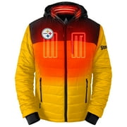 Men's ActionHeat Black/Gold Pittsburgh Steelers 5V Battery Heated Colorblock Full-Zip Puffer Jacket