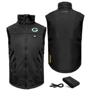 Men's ActionHeat Black Green Bay Packers 5V Softshell Battery Heated Full-Zip Vest