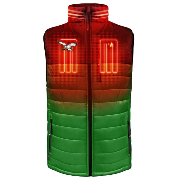 Men's ActionHeat Black/Kelly Green Philadelphia Eagles 5V Battery Heated Colorblock Full-Zip Puffer Vest