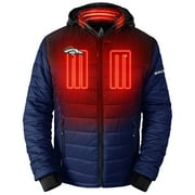 Men's ActionHeat Black/Navy Denver Broncos 5V Battery Heated Colorblock Full-Zip Puffer Jacket