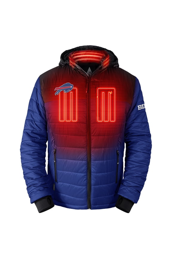 Men's ActionHeat Black/Royal Buffalo Bills 5V Battery Heated Colorblock Full-Zip Puffer Jacket
