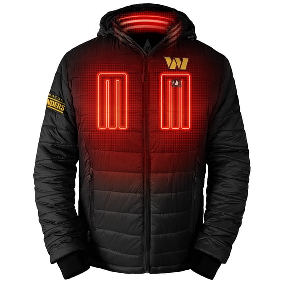 Men's ActionHeat Black Washington Commanders 5V Battery Heated Full-Zip Hoodie Puffer Jacket