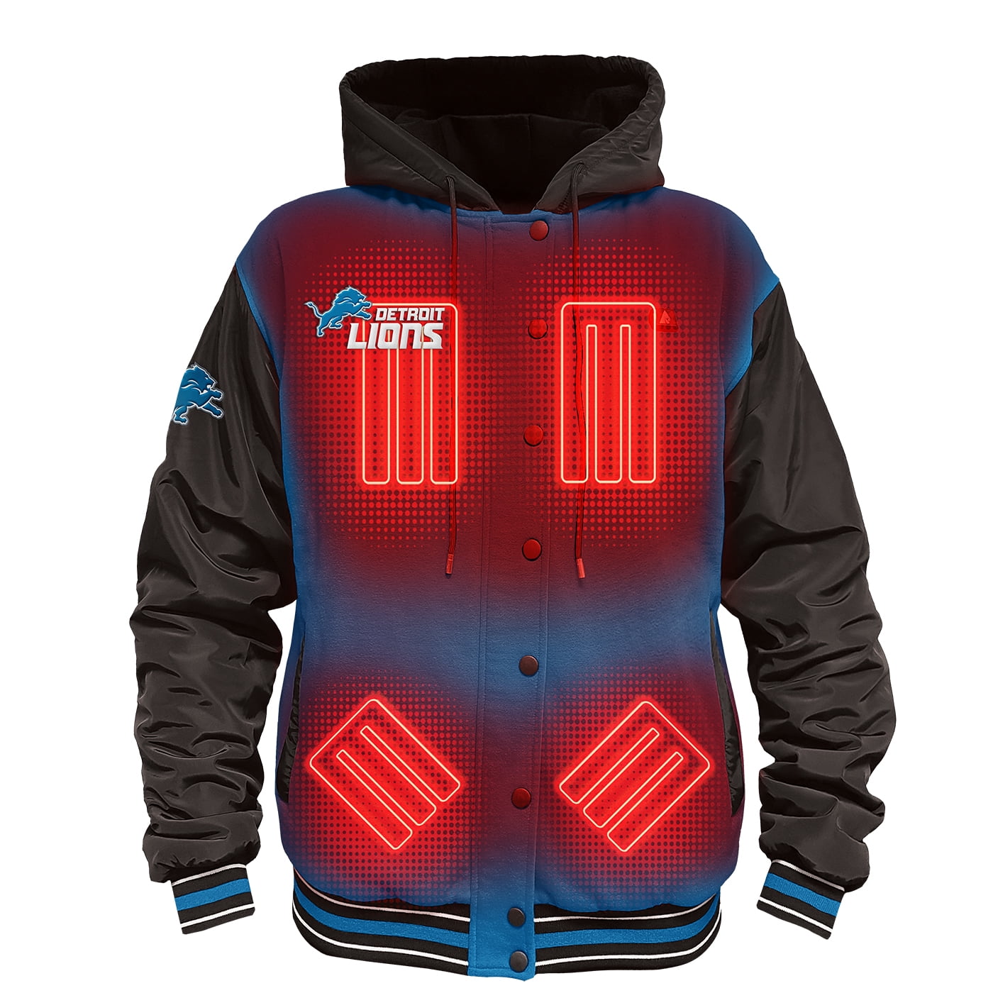 Men's ActionHeat Blue/Black Detroit Lions 5V Battery Heated Full-Snap ...