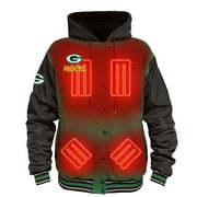 Men's ActionHeat Green/Black Green Bay Packers 5V Battery Heated Full-Snap Varsity Jacket