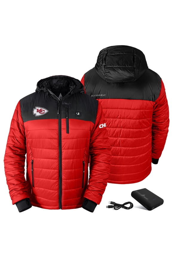 Men's ActionHeat Red Kansas City Chiefs 5V Battery Heated Insulated Puffer Full-Zip Hoodie Jacket