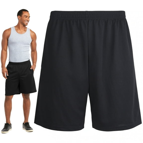 Men's Active Athletic Performance Shorts Sweat Gym Basketball Run Sport Black 3X
