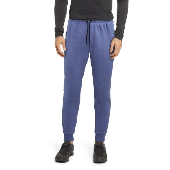 Men's Active Basic Jogger Fleece Pants, Zipper Pockets Workout Sport Exercise Athletic Pants for Men, Heather Blue, X-Large