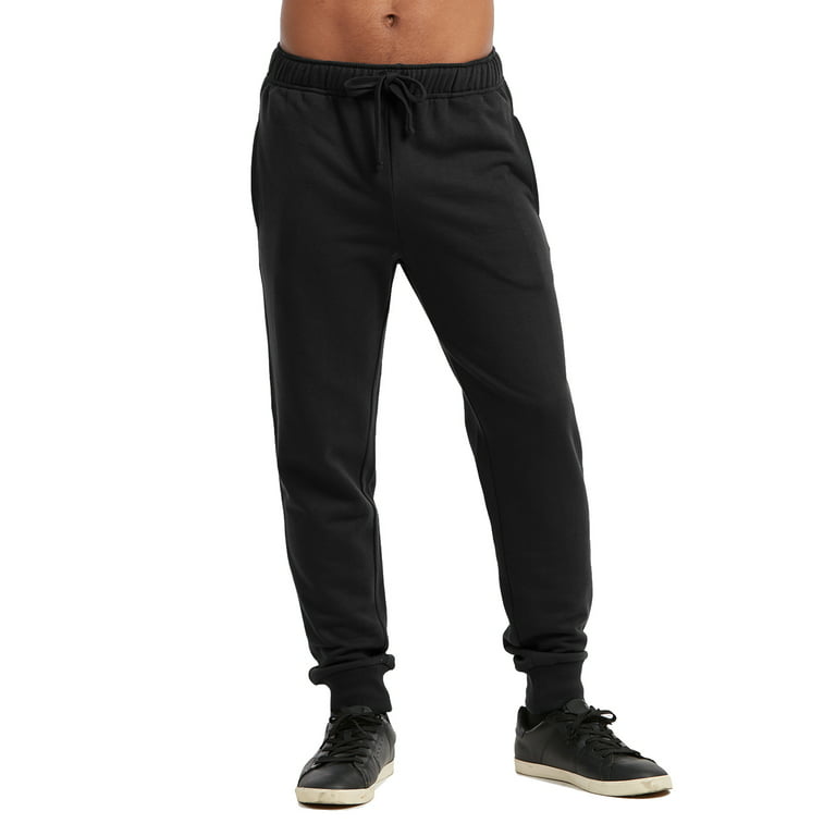 Men's Active Basic Soft Stretch Workout Terry Jogger Pants (XL, Black)