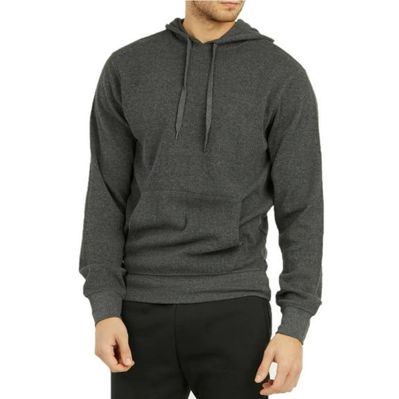 Men's Active Casual Cotton Waffle Fabric Pullover Hoodie, Charcoal Grey M, 1 Count, 1 Pack