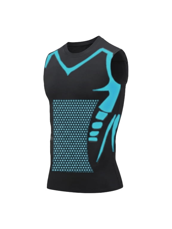 Men's Active Fit Swim Tank Sleeveless Crewneck Sun Shield Quick Drying Polyester Water Sports Surfing Beach Vest, Black, L