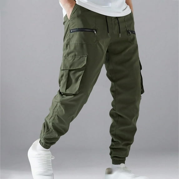 Men's Active Fleece Cargo Jogger Pants Army Green 2XL