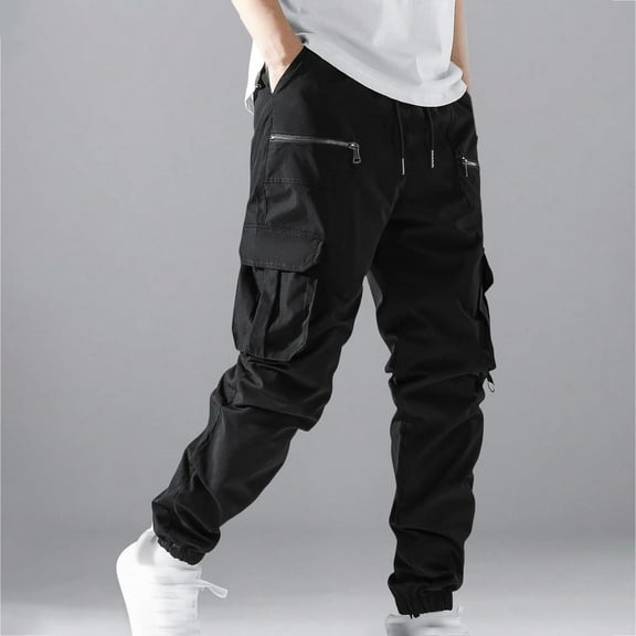 Men's Active Fleece Cargo Jogger Pants Black M