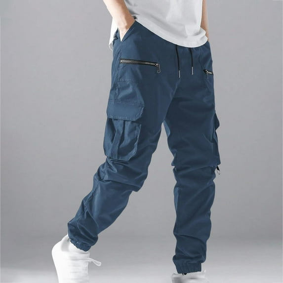 Men's Active Fleece Cargo Jogger Pants Dark Blue S