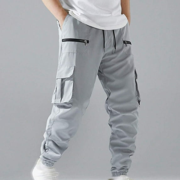 Men's Active Fleece Cargo Jogger Pants Gray M