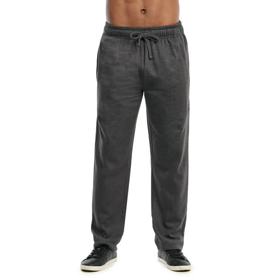 Men's Active Stretch Open Bottom Terry Sweatpants with Pockets (2XL, Charcoal)