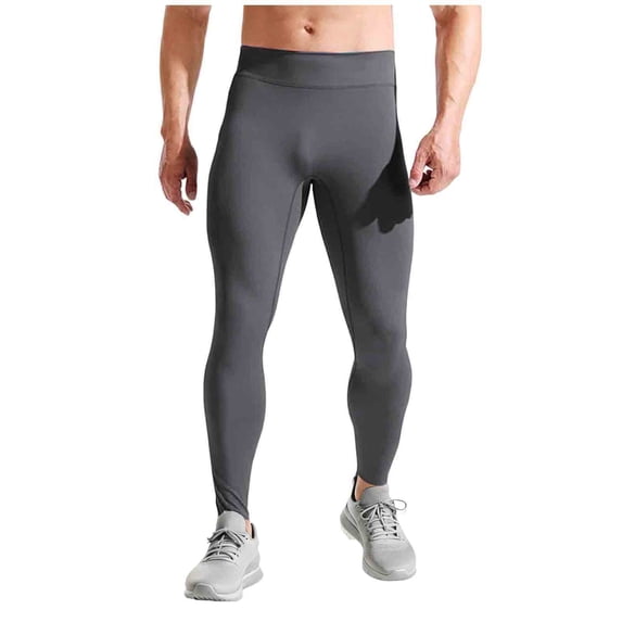 Men's Active Yoga Leggings High Waisted Stretchy Running Quick Dry Dance Biker Tights Base Layer Sports Wear (M, Gray)