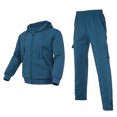 thumbnail image 1 of Men's Activewear 2 Piece Set Full Zip Up Jogging Suits And Winter Athletic Hooded Tracksuit Sets For Men(Teal,3XL), 1 of 5