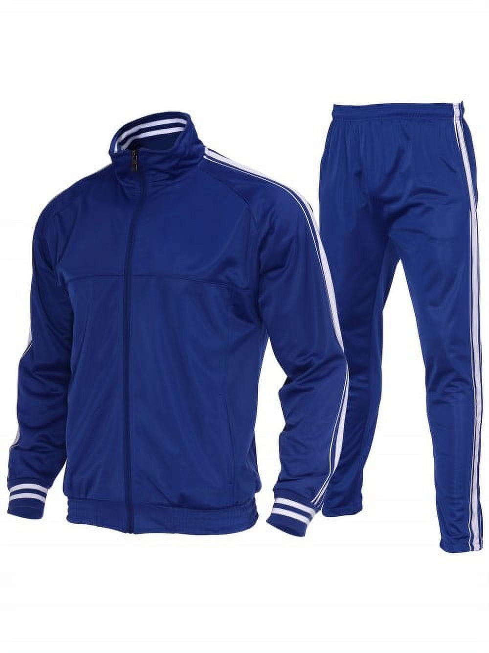 Men's Activewear Tracksuit Side Stripe,full zipper Jacket and pant,Casual  Sweatsuit(Royal Blue,3XL)