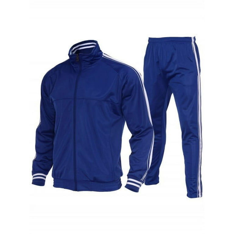 Men's Activewear Tracksuit Side Stripe,full zipper Jacket and pant,Casual  Sweatsuit(Royal Blue,3XL) 