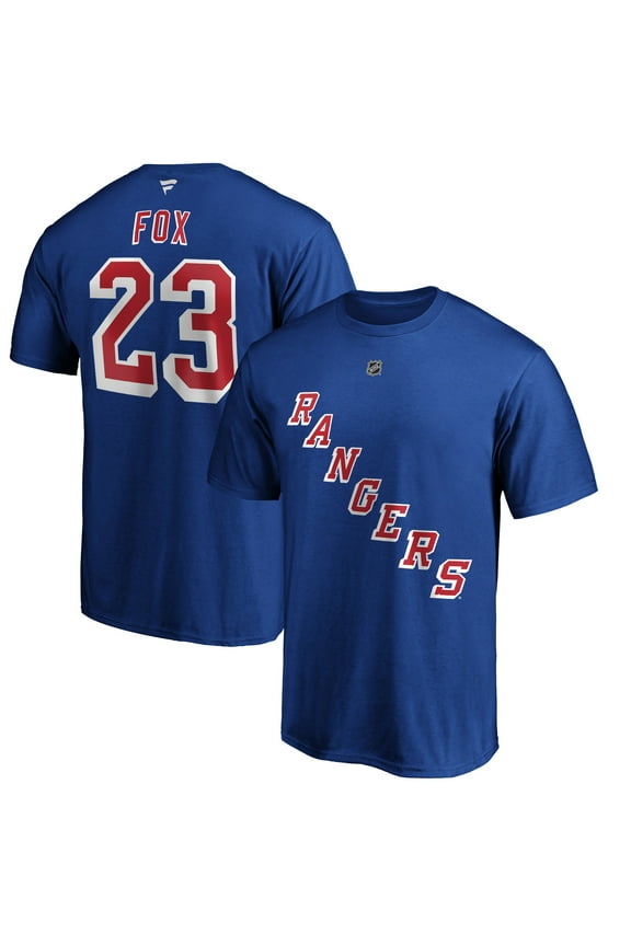 Men's Adam Fox Blue New York Rangers Authentic Stack Name & Number T-Shirt