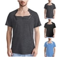thumbnail image 1 of Men's Adaptive Clothing Post Surgery Shirts Blouses Solid Color Short Sleeve Side Button Open Front Recovery Wear for Men | AESTIVO,Blue XL, 1 of 8
