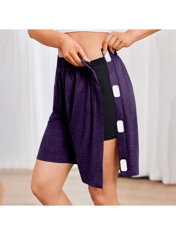 Men’s Adaptive Snap Tear Away Shorts Post Surgery Knee Hip Recovery Breakaway Shorts Dual Side Pocket Easy Wear