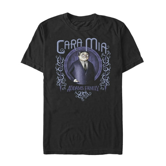 Men's Addams Family Gomez Cara Mia Portrait Graphic Tee Black Large