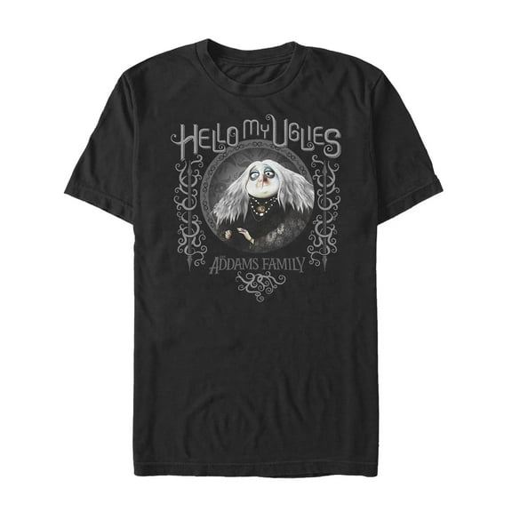 Men's Addams Family Grandmama Hello My Uglies  Graphic Tee Black 3X Large