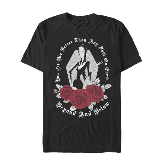 Men's Addams Family Morticia Love Declaration Graphic Tee Black X Large