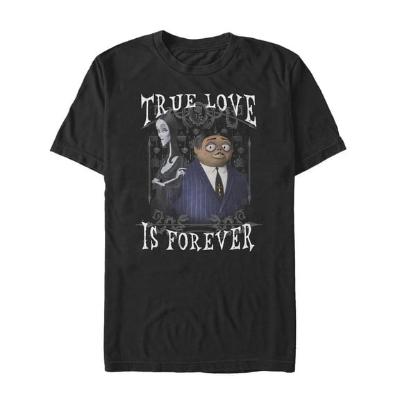 Men's Addams Family True Love is Forever Graphic Tee Black Medium