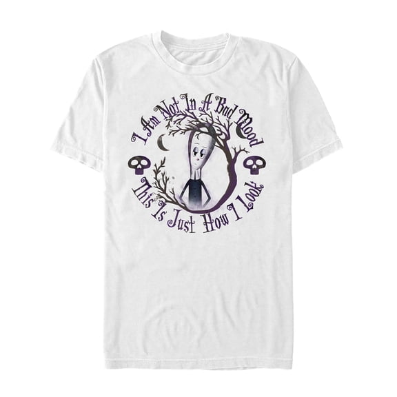 Men's Addams Family Wednesday Bad Mood Graphic Tee White Medium