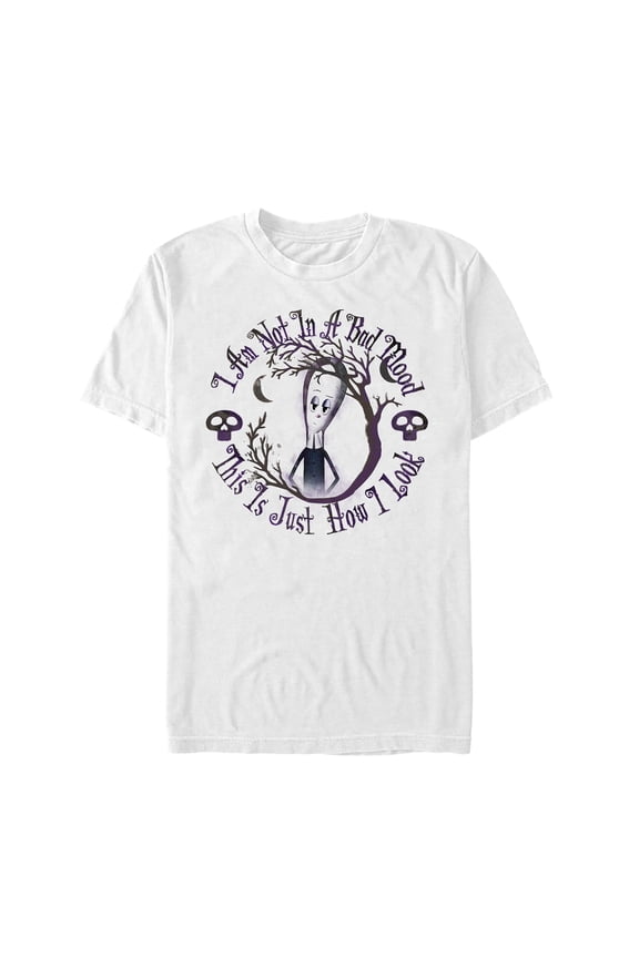 Men's Addams Family Wednesday Bad Mood Graphic Tee White Small