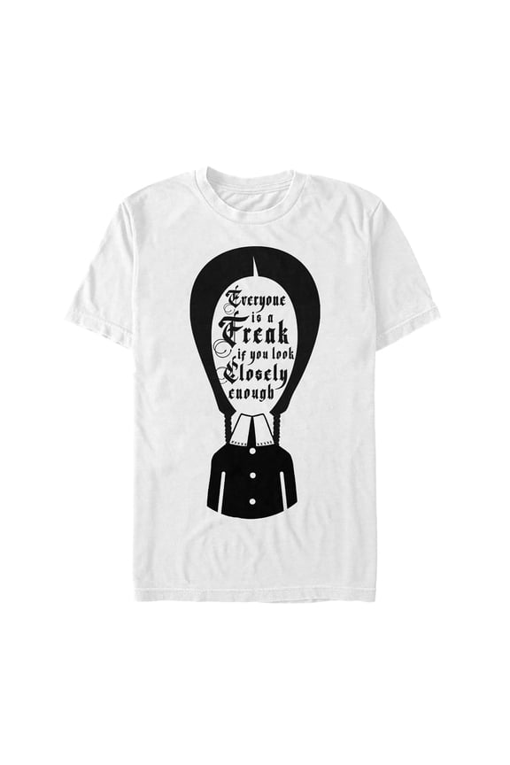 Men's Addams Family Wednesday Everyone Is a Freak Graphic Tee White 2X Large