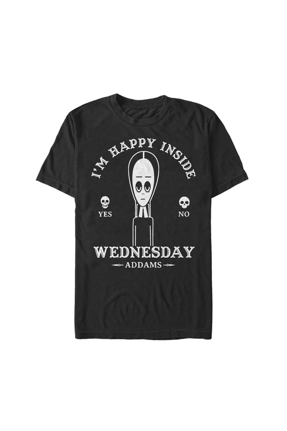 Men's Addams Family Wednesday Happy Ouija Board Graphic Tee Black 2X Large