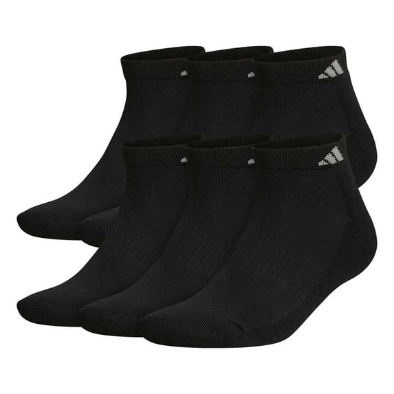 Men's Adidas Black/Aluminum 2 Athletic Cushioned 6-Pair Low Cut Socks Sz (6-12) -