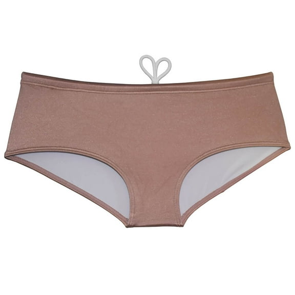 Men's Adjustable Drawstring Trunks Shiny Fabric Surfing Swimwear Spandex Lining Boxer Briefs Board Shorts Beachwear Light Brown L