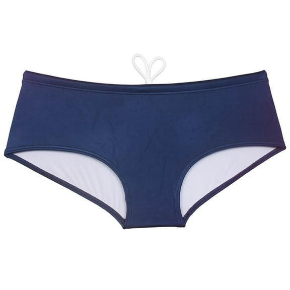 Men's Adjustable Drawstring Trunks Shiny Fabric Surfing Swimwear Spandex Lining Boxer Briefs Board Shorts Beachwear Navy Blue L